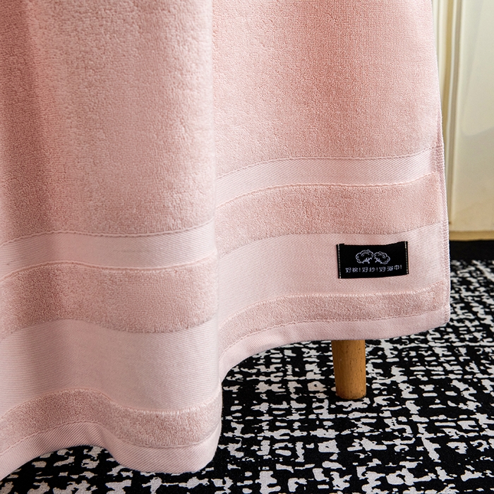91家纺网 家纺一手货源 找家纺 悦然毛巾被 2025春夏新款全棉纯棉素色毛圈浴巾加厚加大 蜜桃粉