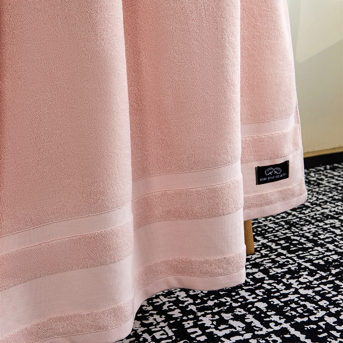 91家纺网 家纺一手货源 找家纺 悦然毛巾被 2025春夏新款全棉纯棉素色毛圈浴巾加厚加大 蜜桃粉
