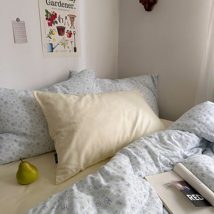 91家纺网 家纺一手货源 找家纺 柚可家居 2025新款全工艺双层纱数码印花全棉四件套实拍图 七日春信