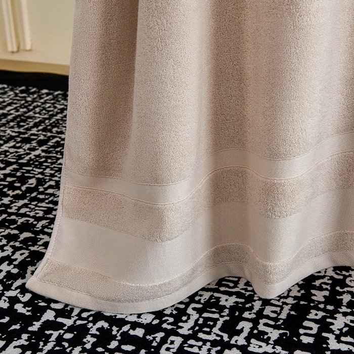 91家纺网 家纺一手货源 找家纺 悦然毛巾被 2025春夏新款全棉纯棉素色毛圈浴巾加厚加大 浅驼色