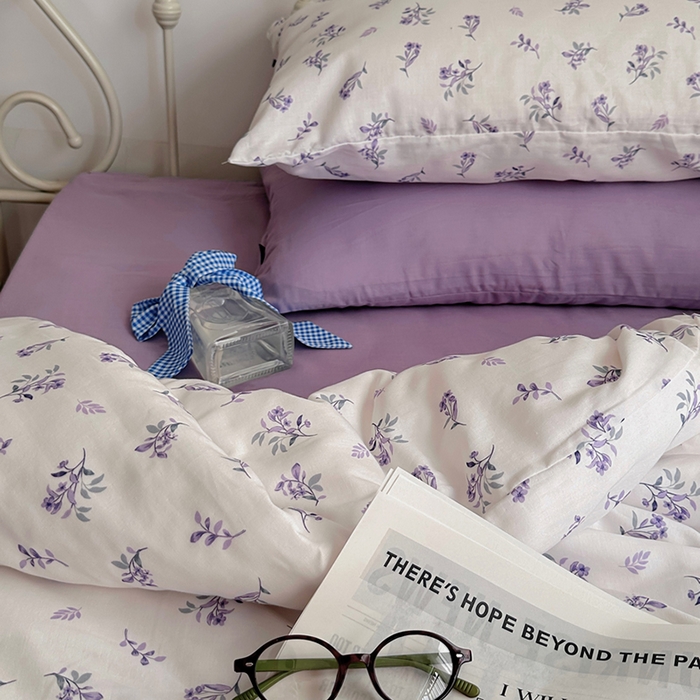 91家纺网 家纺一手货源 找家纺 柚可家居 2025新款全工艺双层纱数码印花全棉四件套实拍图 野梦集