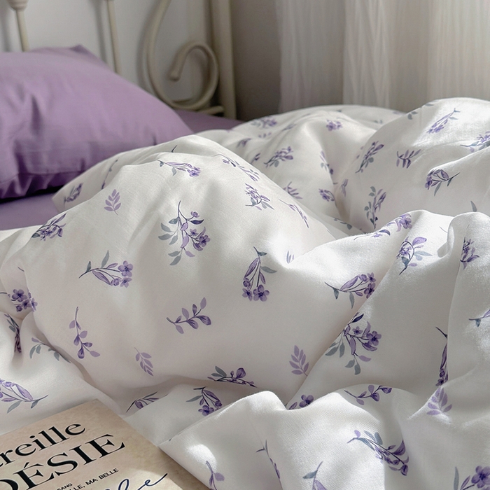 91家纺网 家纺一手货源 找家纺 柚可家居 2025新款全工艺双层纱数码印花全棉四件套实拍图 野梦集