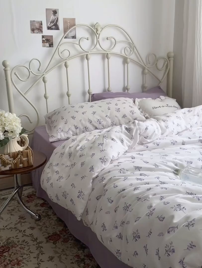 91家纺网 家纺一手货源 找家纺 柚可家居 2025新款全工艺双层纱数码印花全棉四件套实拍图 野梦集