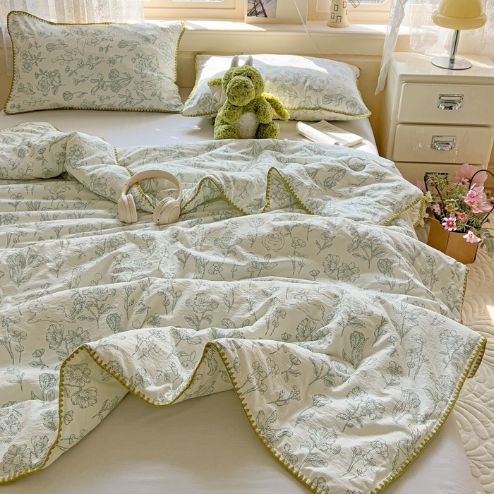 91家纺网 家纺一手货源 找家纺 Mata蔓塔家 2025新款云感针织双层纱彩色贝壳边夏被夏凉被空调被(有买家秀） 海像森林