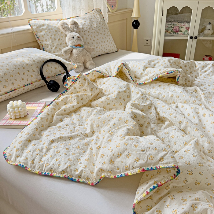 91家纺网 家纺一手货源 找家纺 Mata蔓塔家 2025新款云感针织双层纱彩色贝壳边夏被夏凉被空调被(有买家秀） 橘子海