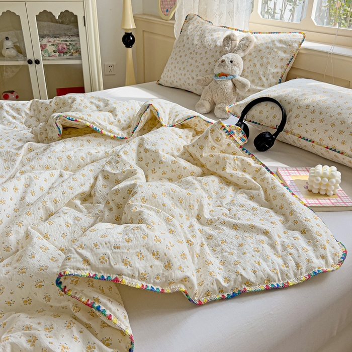 91家纺网 家纺一手货源 找家纺 Mata蔓塔家 2025新款云感针织双层纱彩色贝壳边夏被夏凉被空调被(有买家秀） 橘子海