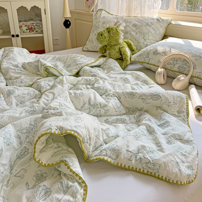 91家纺网 家纺一手货源 找家纺 Mata蔓塔家 2025新款云感针织双层纱彩色贝壳边夏被夏凉被空调被(有买家秀） 海像森林