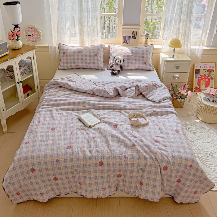 91家纺网 家纺一手货源 找家纺 （总）Mata蔓塔家 2025新款云感针织双层纱彩色贝壳边夏被夏凉被空调被(有买家秀）