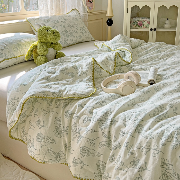 91家纺网 家纺一手货源 找家纺 Mata蔓塔家 2025新款云感针织双层纱彩色贝壳边夏被夏凉被空调被(有买家秀） 海像森林