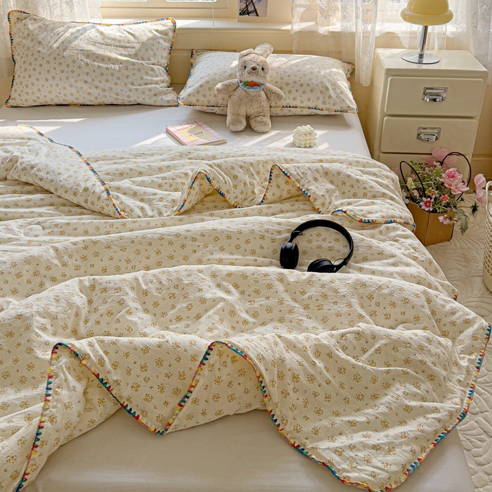 91家纺网 家纺一手货源 找家纺 Mata蔓塔家 2025新款云感针织双层纱彩色贝壳边夏被夏凉被空调被(有买家秀） 橘子海