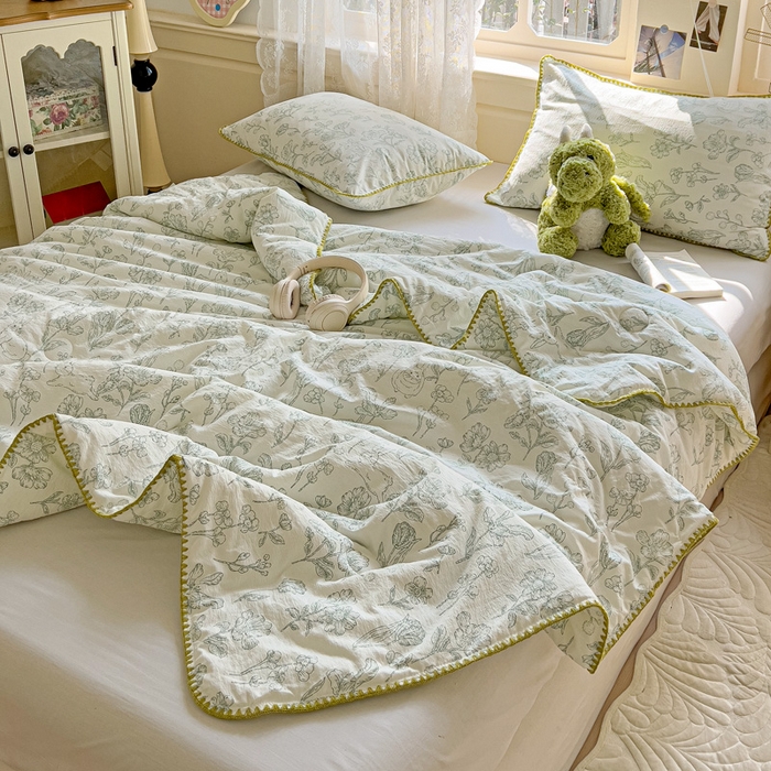 91家纺网 家纺一手货源 找家纺 Mata蔓塔家 2025新款云感针织双层纱彩色贝壳边夏被夏凉被空调被(有买家秀） 海像森林