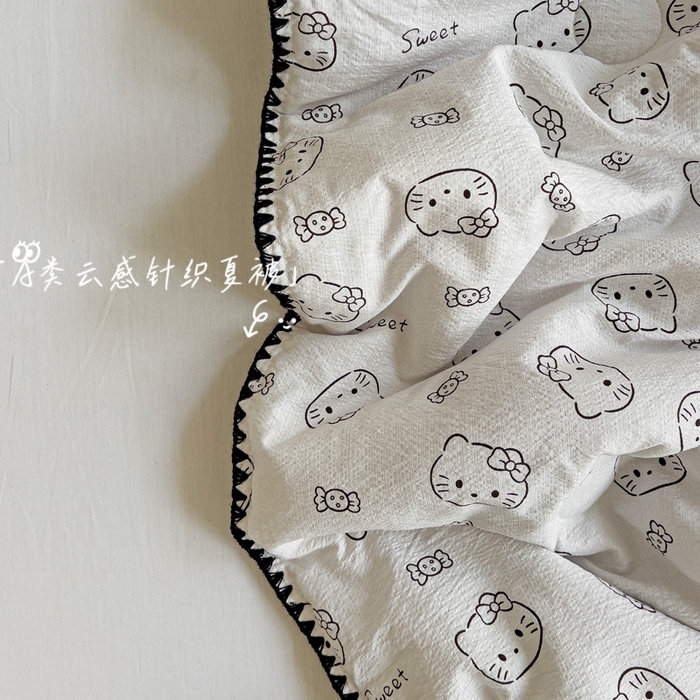 Mata蔓塔家 2025新款云感针织双层纱彩色贝壳边夏被夏凉被空调被(有买家秀） 猫咪恋人