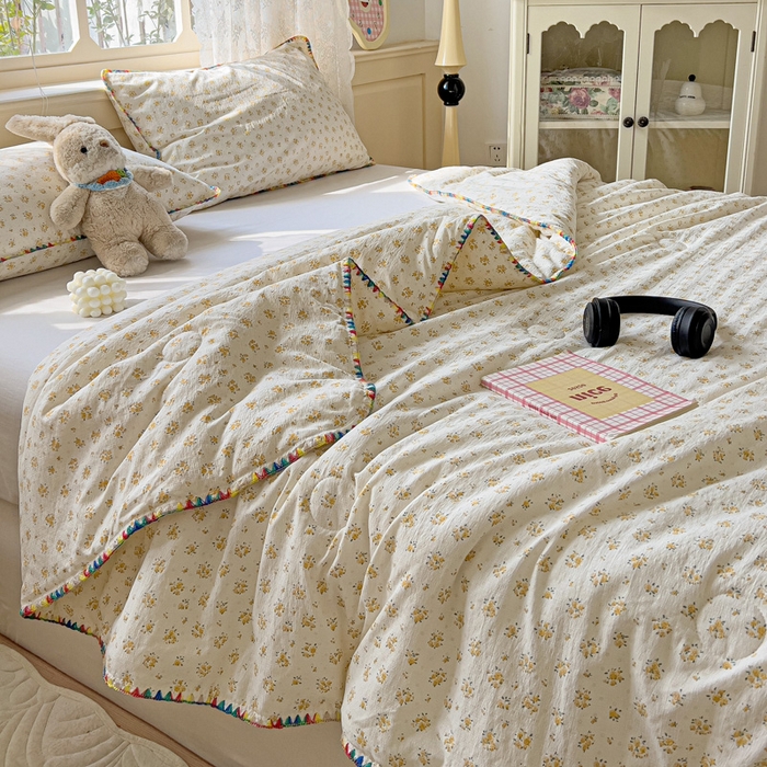 91家纺网 家纺一手货源 找家纺 Mata蔓塔家 2025新款云感针织双层纱彩色贝壳边夏被夏凉被空调被(有买家秀） 橘子海