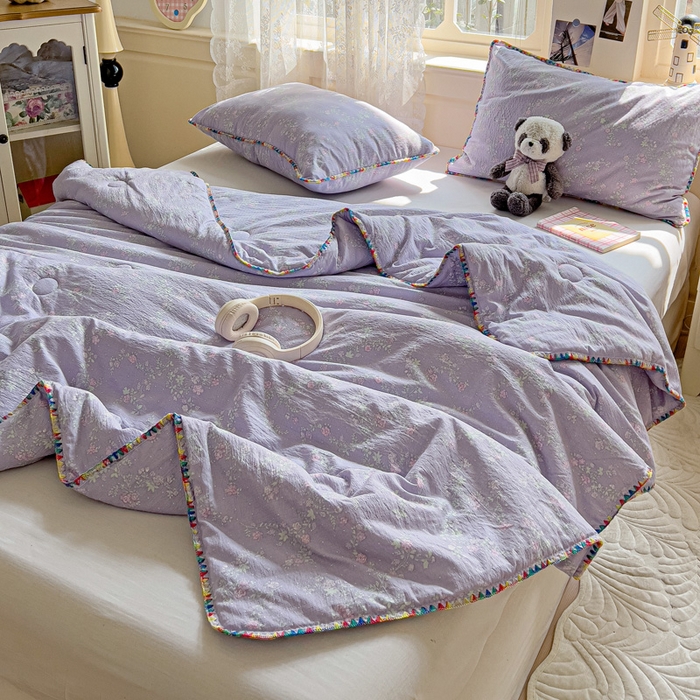 91家纺网 家纺一手货源 找家纺 Mata蔓塔家 2025新款云感针织双层纱彩色贝壳边夏被夏凉被空调被(有买家秀） 恋如青柠香