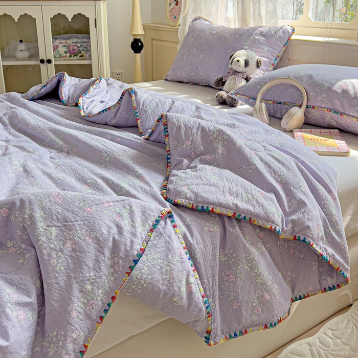 91家纺网 家纺一手货源 找家纺 Mata蔓塔家 2025新款云感针织双层纱彩色贝壳边夏被夏凉被空调被(有买家秀） 恋如青柠香