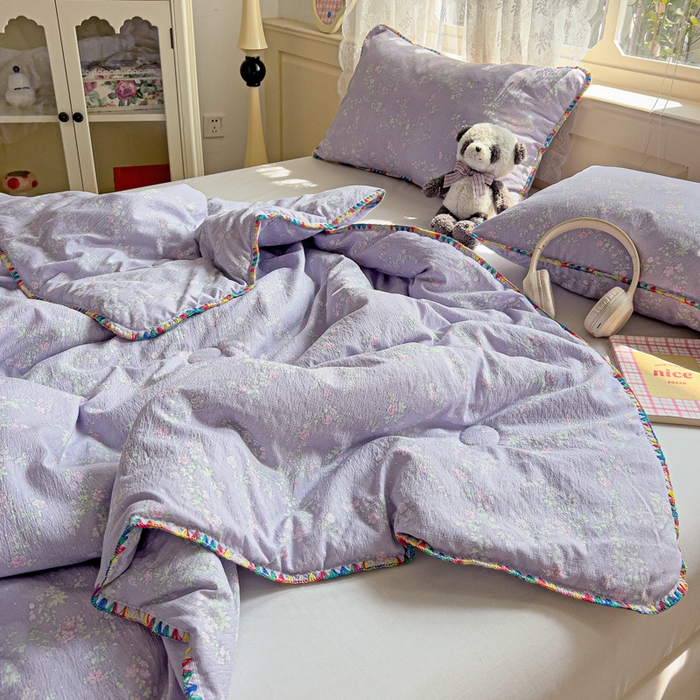 91家纺网 家纺一手货源 找家纺 Mata蔓塔家 2025新款云感针织双层纱彩色贝壳边夏被夏凉被空调被(有买家秀） 恋如青柠香