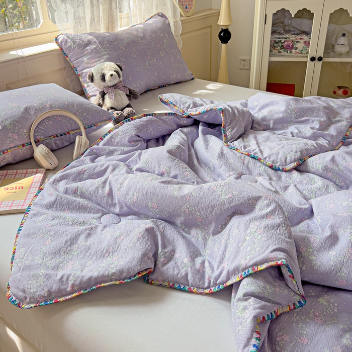 91家纺网 家纺一手货源 找家纺 Mata蔓塔家 2025新款云感针织双层纱彩色贝壳边夏被夏凉被空调被(有买家秀） 恋如青柠香