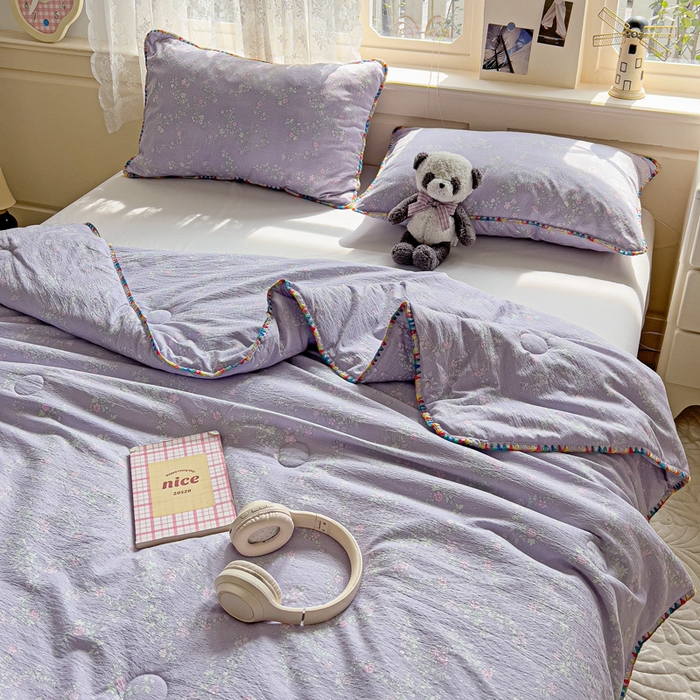 91家纺网 家纺一手货源 找家纺 Mata蔓塔家 2025新款云感针织双层纱彩色贝壳边夏被夏凉被空调被(有买家秀） 恋如青柠香