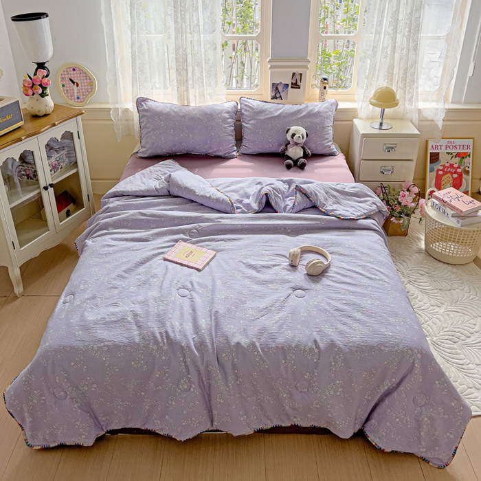 91家纺网 家纺一手货源 找家纺 Mata蔓塔家 2025新款云感针织双层纱彩色贝壳边夏被夏凉被空调被(有买家秀） 恋如青柠香