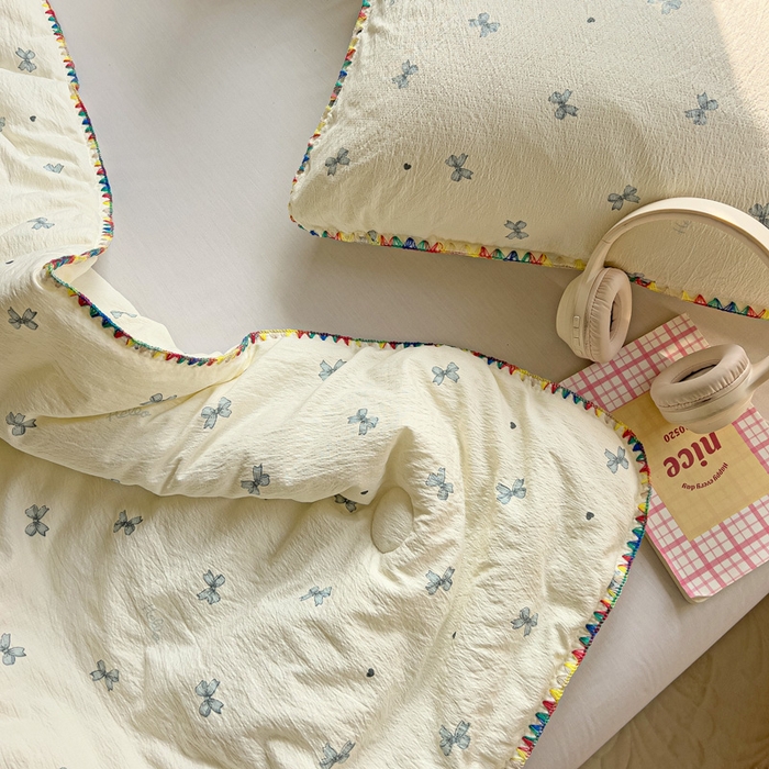 91家纺网 家纺一手货源 找家纺 Mata蔓塔家 2025新款云感针织双层纱彩色贝壳边夏被夏凉被空调被(有买家秀） 相思-蓝