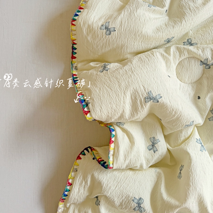Mata蔓塔家 2025新款云感针织双层纱彩色贝壳边夏被夏凉被空调被(有买家秀） 相思-蓝