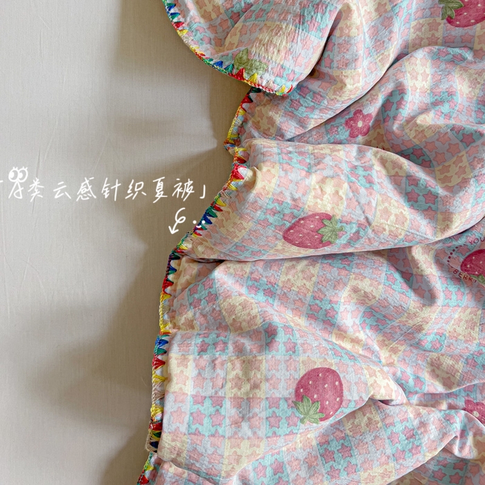 Mata蔓塔家 2025新款云感针织双层纱彩色贝壳边夏被夏凉被空调被(有买家秀） 有草莓的地方