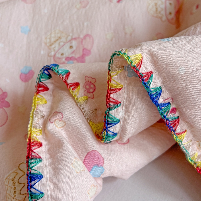 91家纺网 家纺一手货源 找家纺 Mata蔓塔家 2025新款云感针织双层纱彩色贝壳边夏被夏凉被空调被(有买家秀） 小美冰淇淋