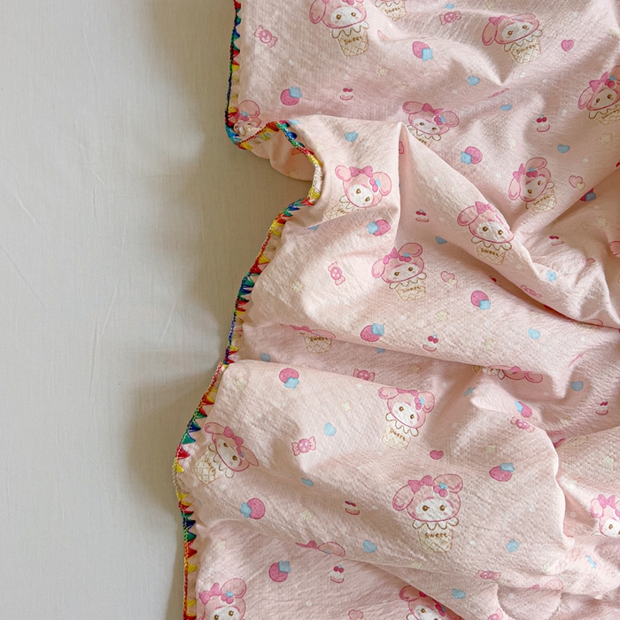 91家纺网 家纺一手货源 找家纺 Mata蔓塔家 2025新款云感针织双层纱彩色贝壳边夏被夏凉被空调被(有买家秀） 小美冰淇淋