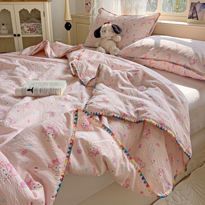 91家纺网 家纺一手货源 找家纺 Mata蔓塔家 2025新款云感针织双层纱彩色贝壳边夏被夏凉被空调被(有买家秀） 小美冰淇淋