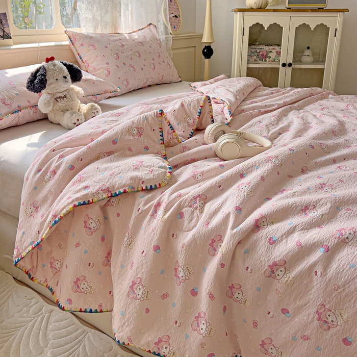 91家纺网 家纺一手货源 找家纺 Mata蔓塔家 2025新款云感针织双层纱彩色贝壳边夏被夏凉被空调被(有买家秀） 小美冰淇淋