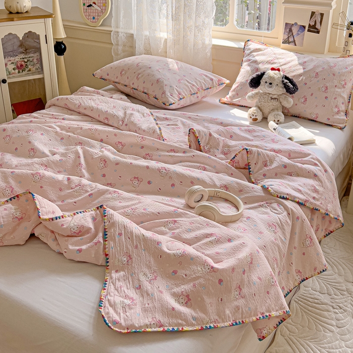 91家纺网 家纺一手货源 找家纺 Mata蔓塔家 2025新款云感针织双层纱彩色贝壳边夏被夏凉被空调被(有买家秀） 小美冰淇淋