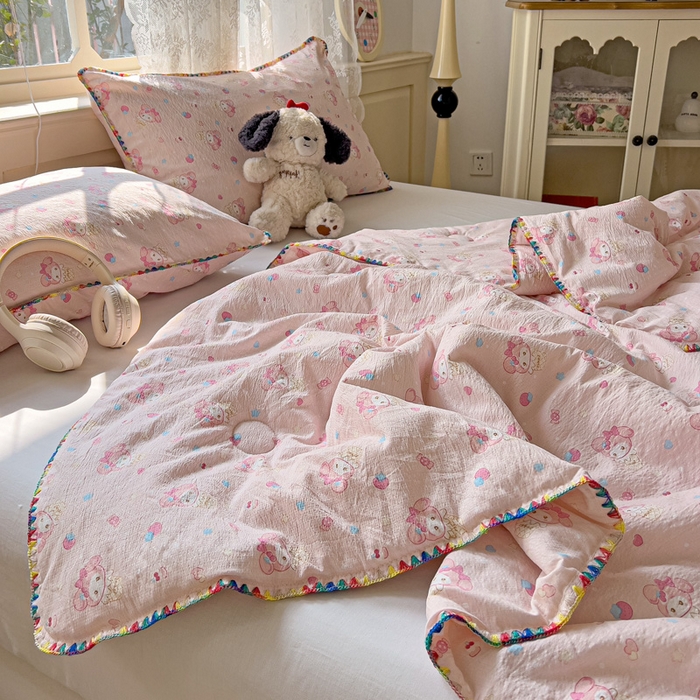 91家纺网 家纺一手货源 找家纺 Mata蔓塔家 2025新款云感针织双层纱彩色贝壳边夏被夏凉被空调被(有买家秀） 小美冰淇淋