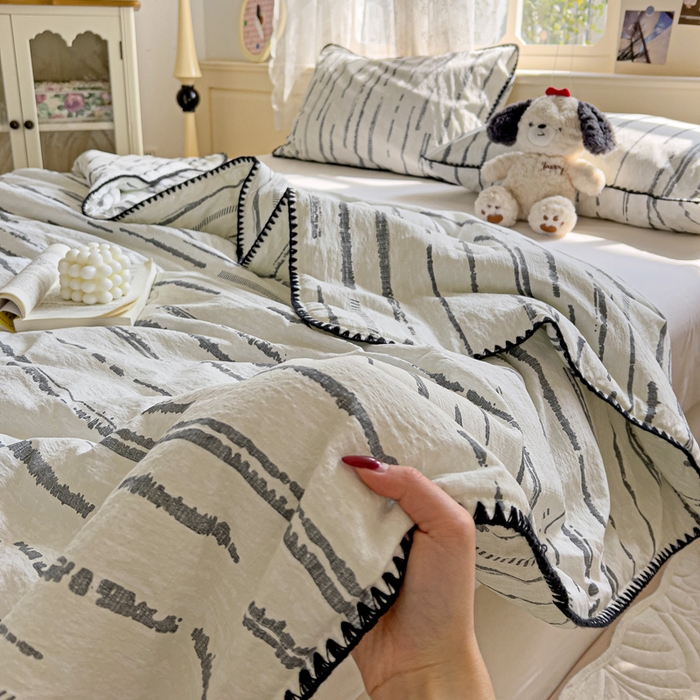 91家纺网 家纺一手货源 找家纺 Mata蔓塔家 2025新款云感针织双层纱彩色贝壳边夏被夏凉被空调被(有买家秀） 云边星辰