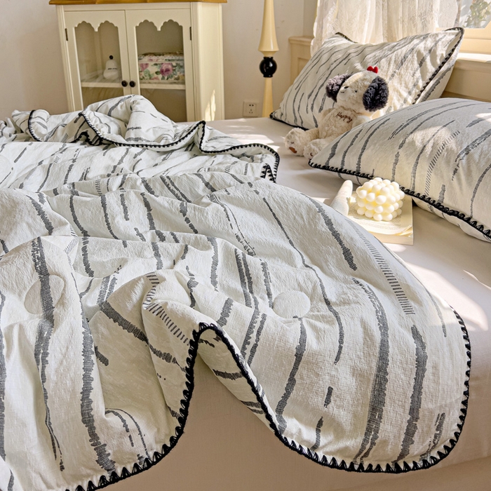 91家纺网 家纺一手货源 找家纺 Mata蔓塔家 2025新款云感针织双层纱彩色贝壳边夏被夏凉被空调被(有买家秀） 云边星辰