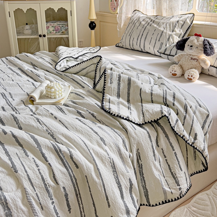 91家纺网 家纺一手货源 找家纺 Mata蔓塔家 2025新款云感针织双层纱彩色贝壳边夏被夏凉被空调被(有买家秀） 云边星辰