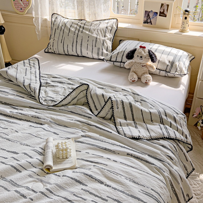 91家纺网 家纺一手货源 找家纺 Mata蔓塔家 2025新款云感针织双层纱彩色贝壳边夏被夏凉被空调被(有买家秀） 云边星辰