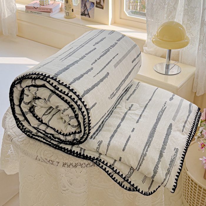 91家纺网 家纺一手货源 找家纺 Mata蔓塔家 2025新款云感针织双层纱彩色贝壳边夏被夏凉被空调被(有买家秀） 云边星辰