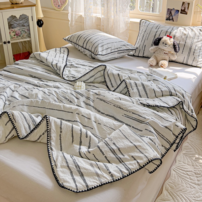 91家纺网 家纺一手货源 找家纺 Mata蔓塔家 2025新款云感针织双层纱彩色贝壳边夏被夏凉被空调被(有买家秀） 云边星辰