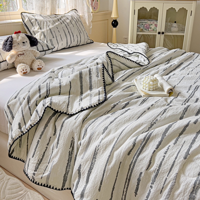 91家纺网 家纺一手货源 找家纺 Mata蔓塔家 2025新款云感针织双层纱彩色贝壳边夏被夏凉被空调被(有买家秀） 云边星辰