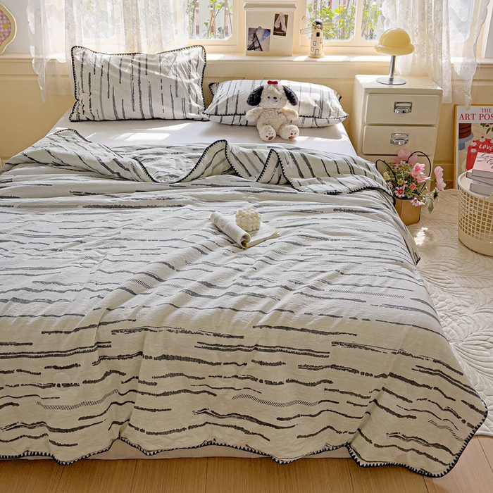 91家纺网 家纺一手货源 找家纺 Mata蔓塔家 2025新款云感针织双层纱彩色贝壳边夏被夏凉被空调被(有买家秀） 云边星辰