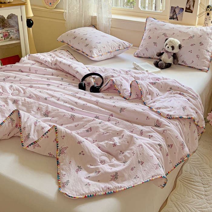 91家纺网 家纺一手货源 找家纺 Mata蔓塔家 2025新款云感针织双层纱彩色贝壳边夏被夏凉被空调被(有买家秀） 葡萄七分甜