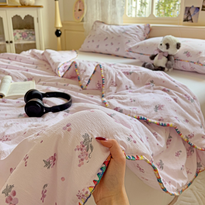 91家纺网 家纺一手货源 找家纺 Mata蔓塔家 2025新款云感针织双层纱彩色贝壳边夏被夏凉被空调被(有买家秀） 葡萄七分甜