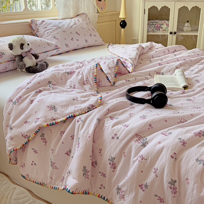 91家纺网 家纺一手货源 找家纺 Mata蔓塔家 2025新款云感针织双层纱彩色贝壳边夏被夏凉被空调被(有买家秀） 葡萄七分甜