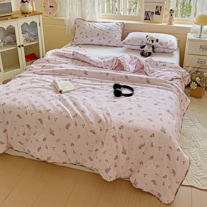 91家纺网 家纺一手货源 找家纺 Mata蔓塔家 2025新款云感针织双层纱彩色贝壳边夏被夏凉被空调被(有买家秀） 葡萄七分甜