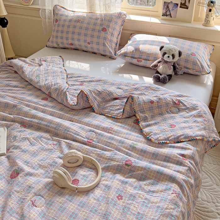 91家纺网 家纺一手货源 找家纺 （总）Mata蔓塔家 2025新款云感针织双层纱彩色贝壳边夏被夏凉被空调被(有买家秀）