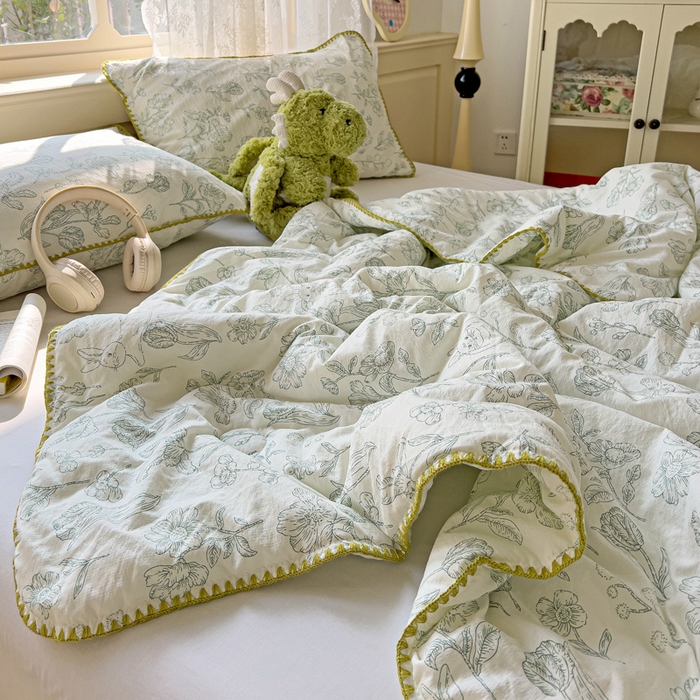 91家纺网 家纺一手货源 找家纺 Mata蔓塔家 2025新款云感针织双层纱彩色贝壳边夏被夏凉被空调被(有买家秀） 海像森林