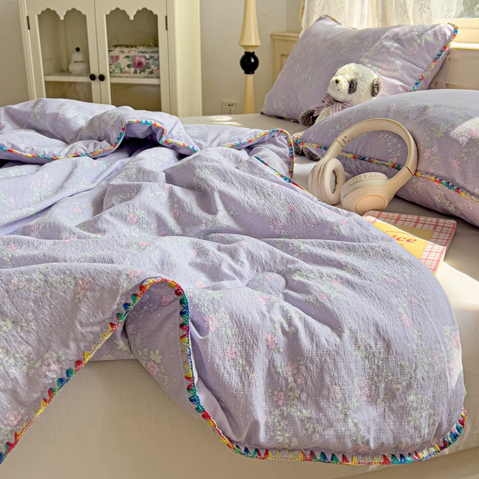 91家纺网 家纺一手货源 找家纺 Mata蔓塔家 2025新款云感针织双层纱彩色贝壳边夏被夏凉被空调被(有买家秀） 恋如青柠香