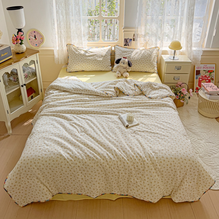 91家纺网 家纺一手货源 找家纺 Mata蔓塔家 2025新款云感针织双层纱彩色贝壳边夏被夏凉被空调被(有买家秀） 橘子海