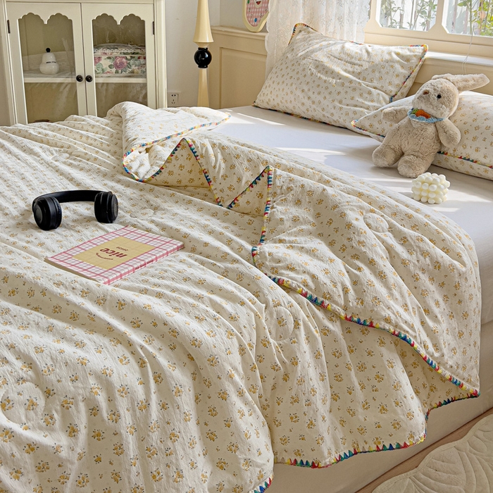 91家纺网 家纺一手货源 找家纺 Mata蔓塔家 2025新款云感针织双层纱彩色贝壳边夏被夏凉被空调被(有买家秀） 橘子海