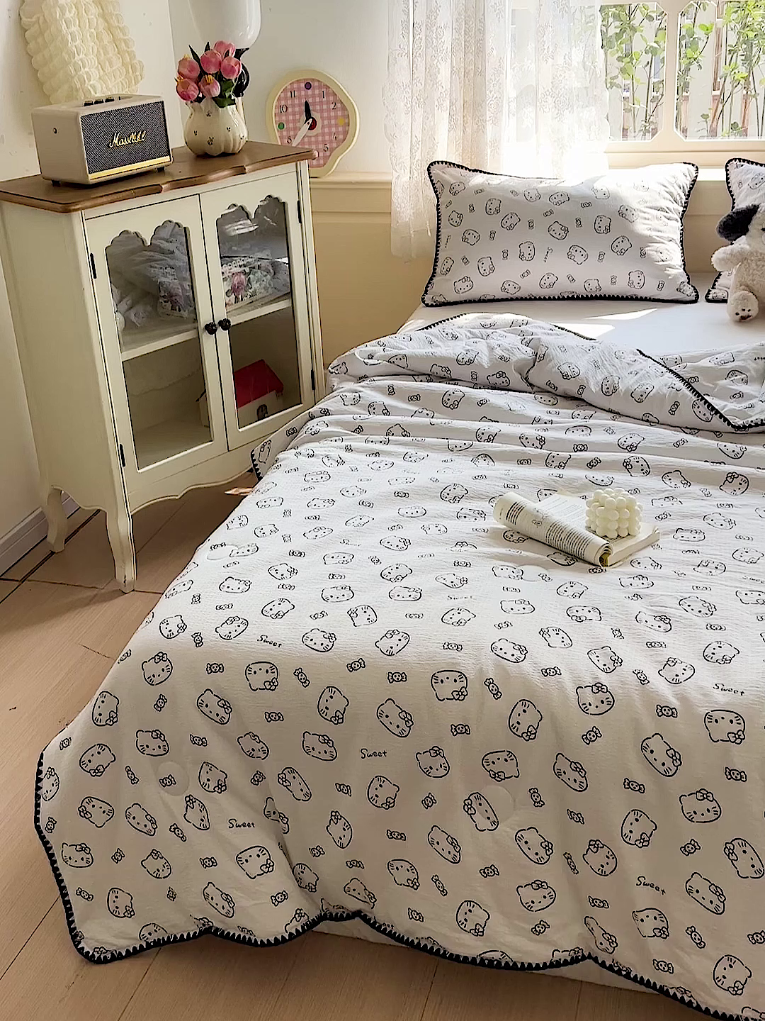 91家纺网 家纺一手货源 找家纺 Mata蔓塔家 2025新款云感针织双层纱彩色贝壳边夏被夏凉被空调被(有买家秀） 猫咪恋人